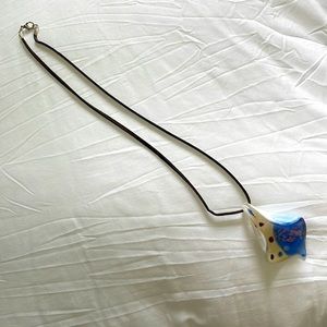 Murano glass pendant on brown leather cord